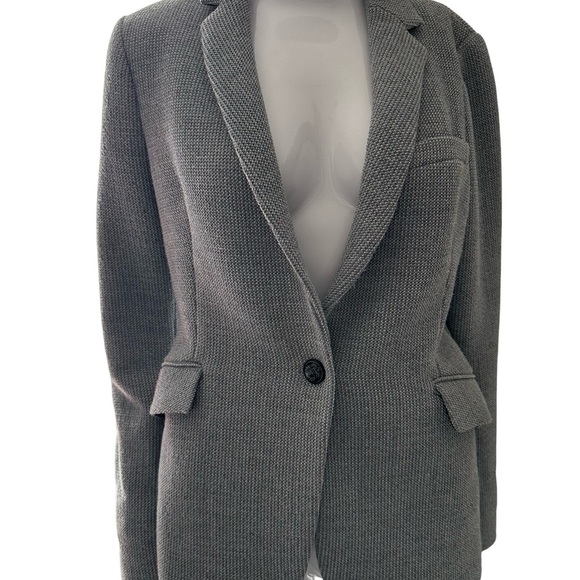 Zara Gray Blazer textured Jacket medium - Picture 3 of 9